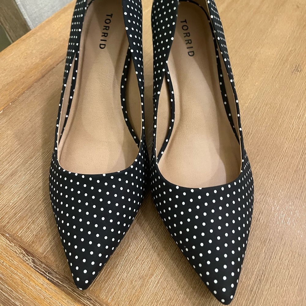 Torrid polka dot heels size 12w (wide)